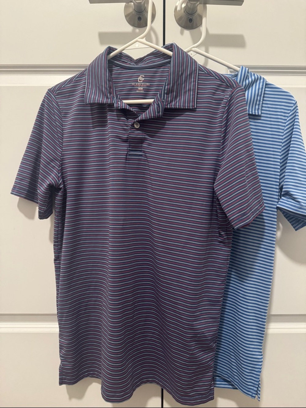 Boys Purple and Light Blue Striped Polos (set)